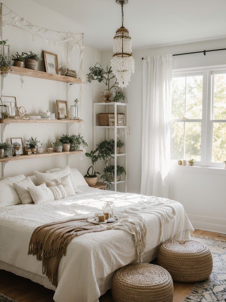 Dreamy Boho-Inspired Apartment Decor: Fairy Lights, Canopies & Floating Shelves!