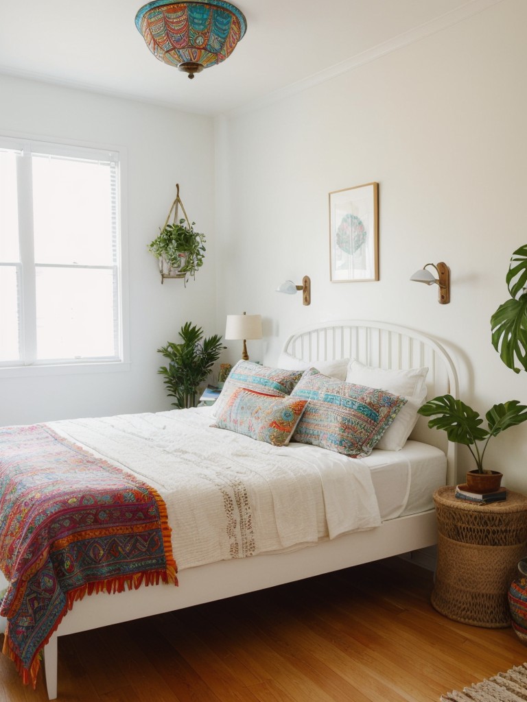 Eclectic and vibrant boho decor for your white bedroom!