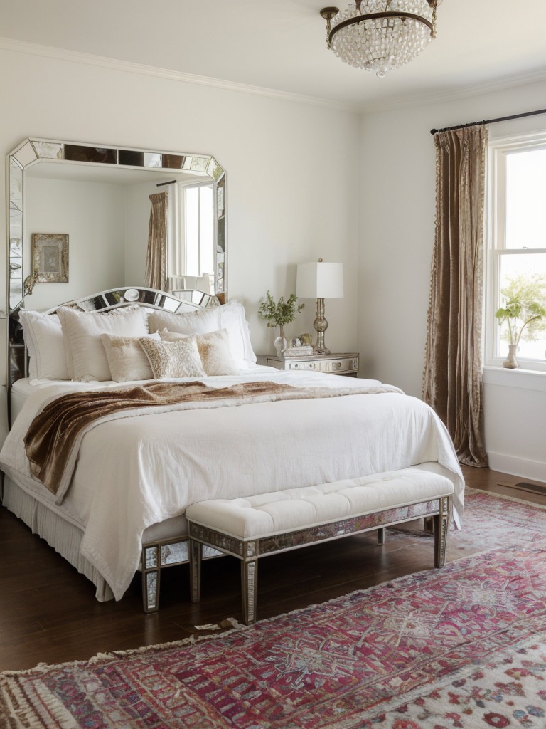 Boho-Chic Apartment: Transform Your Bedroom with Mirrored Furniture and Velvet Accents