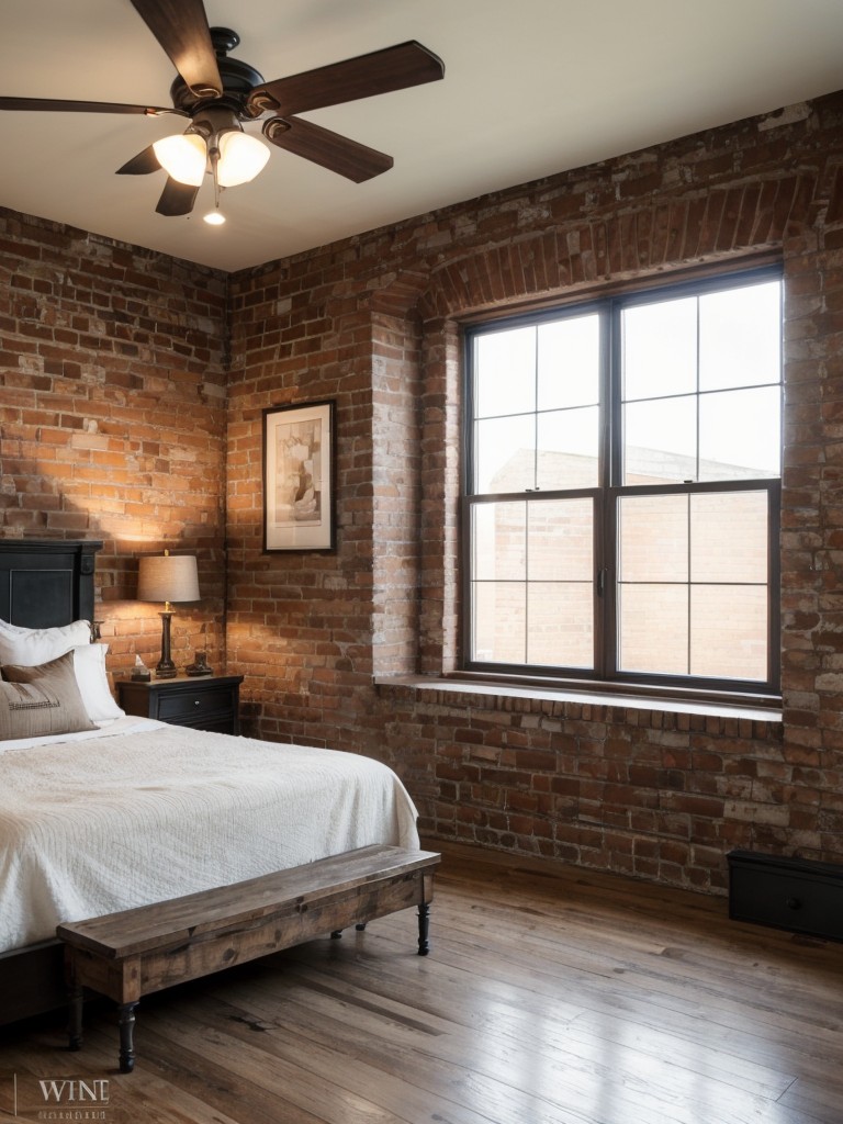 Rustic charm meets elegance: Inspiring white brick wall bedroom!