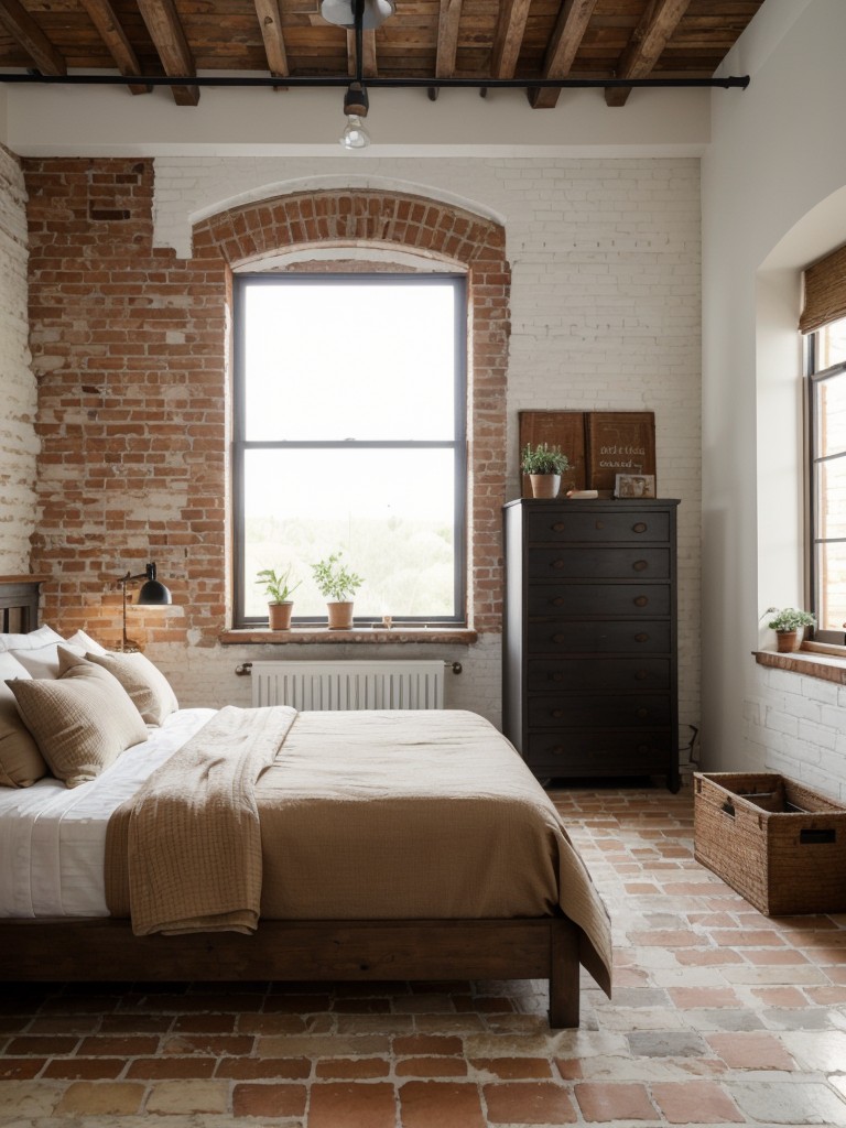 Mediterranean-inspired Apartment with White Brick Walls & Terra-Cotta Floors.