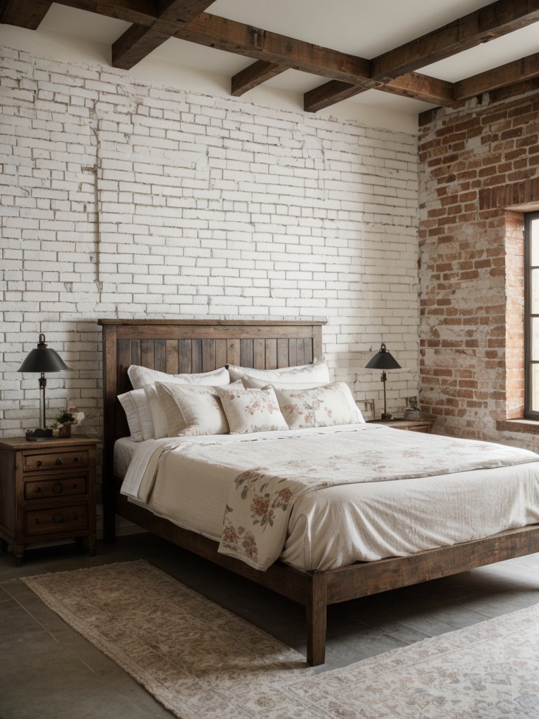 Charming Floral French Country Bedroom Decor with Rustic Industrial Touch