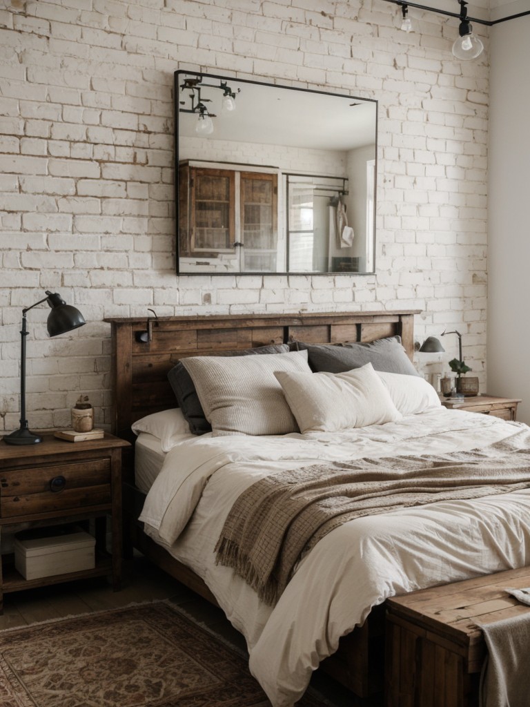 Chic Rustic Apartment Bedroom with Vintage-inspired Decor