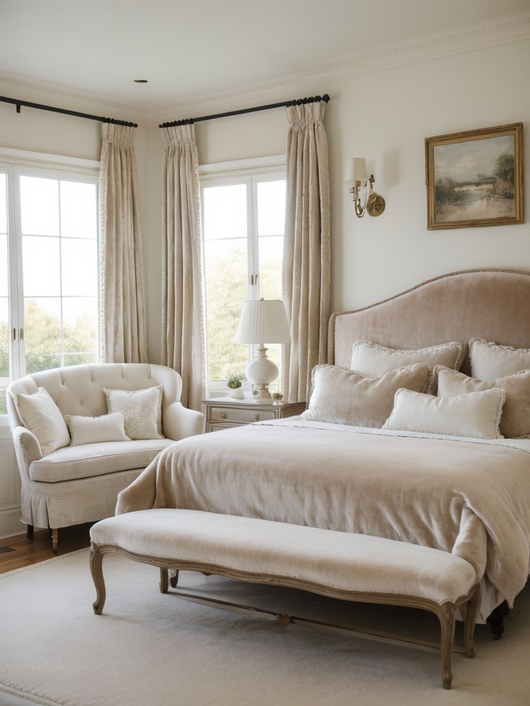 Cozy & Elegant French Country Bedroom with Velvet Accents