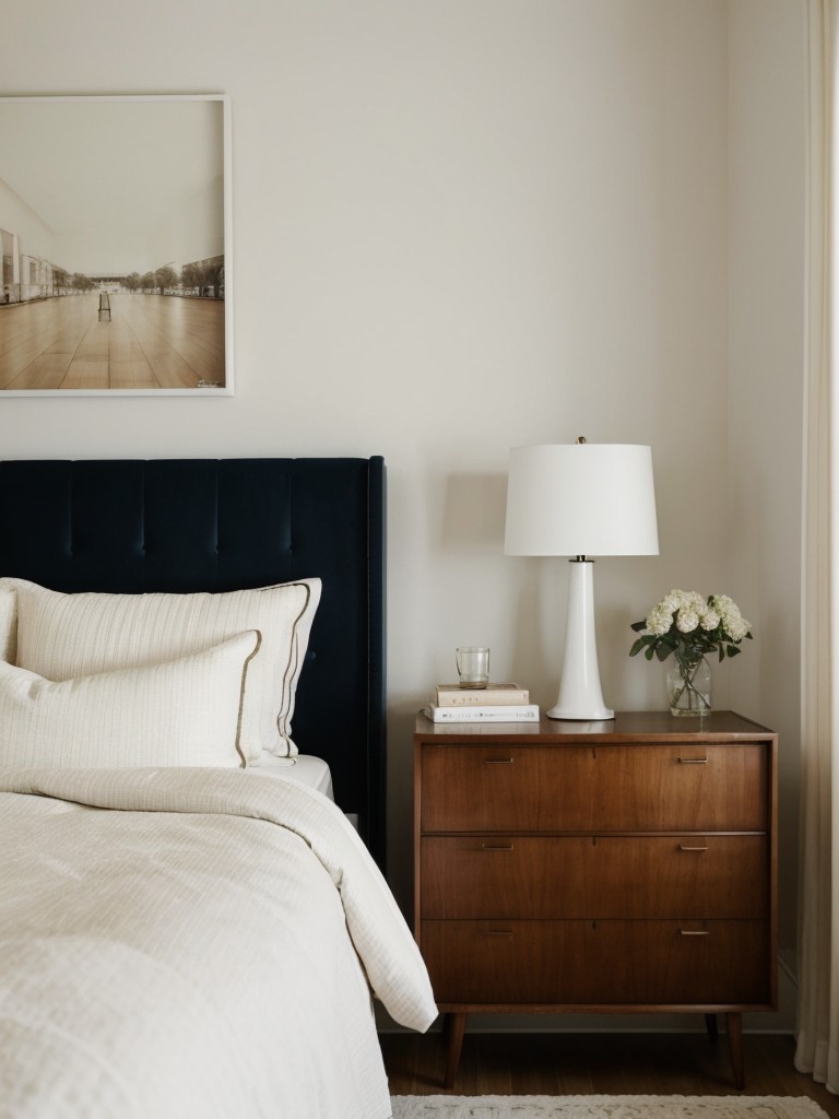 Mid-century modern bedroom ideas for a chic apartment. #interiordesign #midcenturymodern