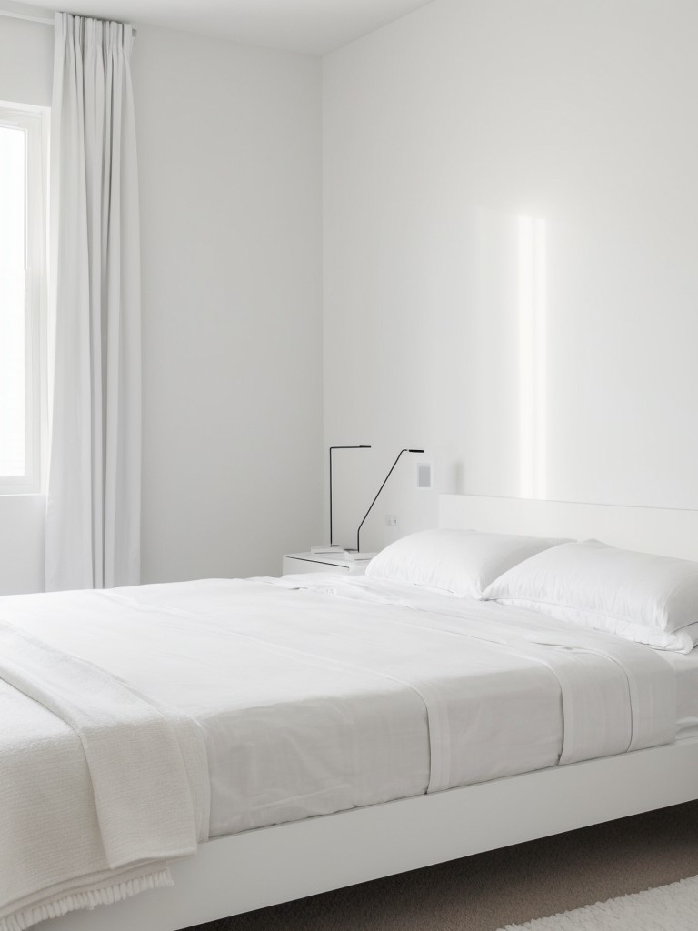 Minimalist White Bedroom: Embrace Serenity. Discover sleek monochromatic decor for your apartment.