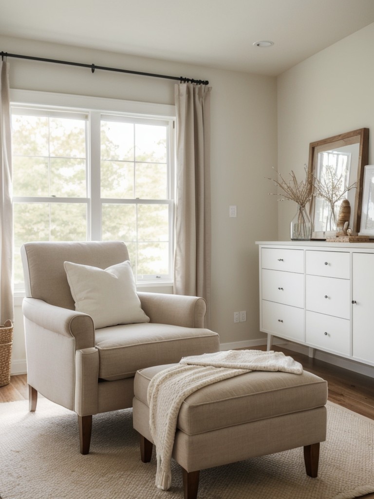 Cozy Bedroom Retreat: White & Wood Ambiance - Add a Chic Seating Area!