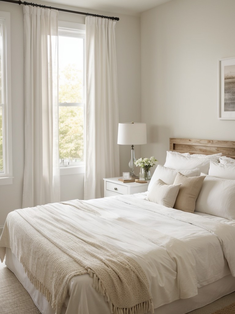 Cozy Apartment Bedroom with White & Wood Décor.