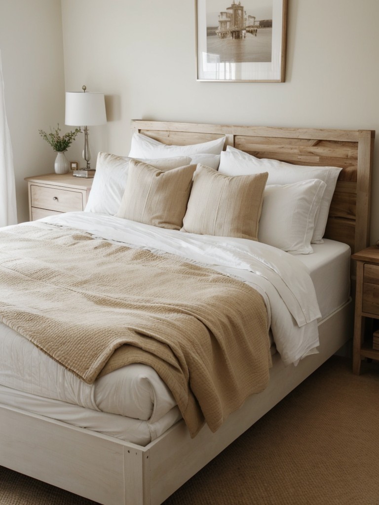 Cozy up your bedroom with white and wood decor