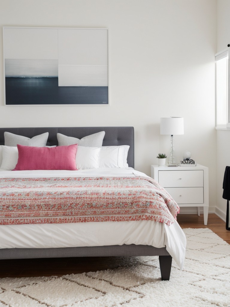 Stylish Apartment: Add Color to Your Contemporary White Bedroom!