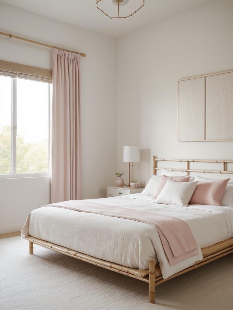 Feminine Delight: Serene White and Pink Apartment Bedroom