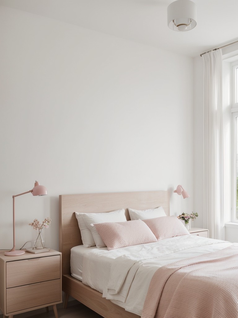 Feminine Scandinavian Bedroom with White & Pink Tones ?