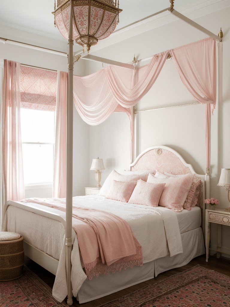 Boho Chic Moroccan-Inspired Bedroom: White & Pink Delight!