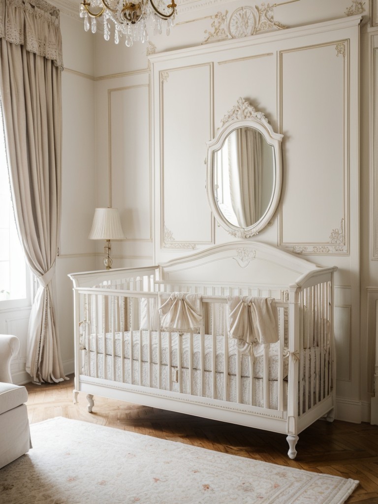 Chic Parisian-inspired apartment nursery: Elegant decor for a tranquil space.