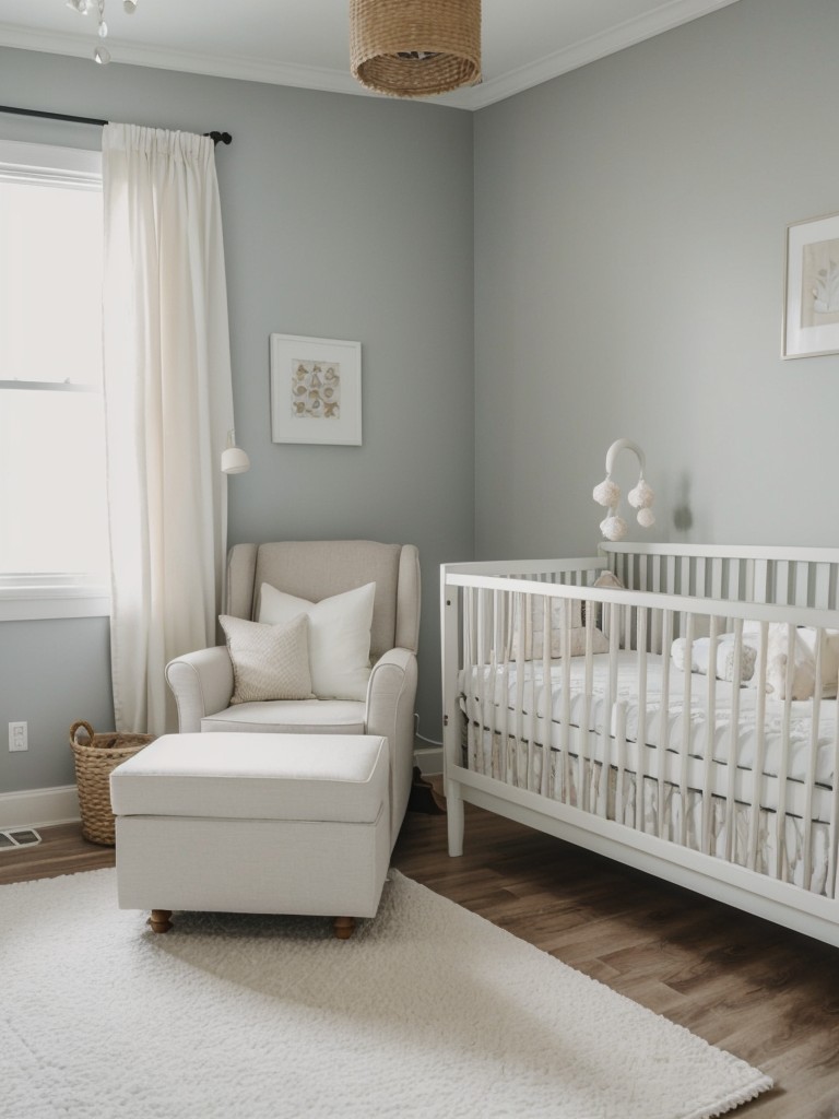 Tranquil White Nursery: Stylish Storage Solutions for a Calm and Clutter-Free Space