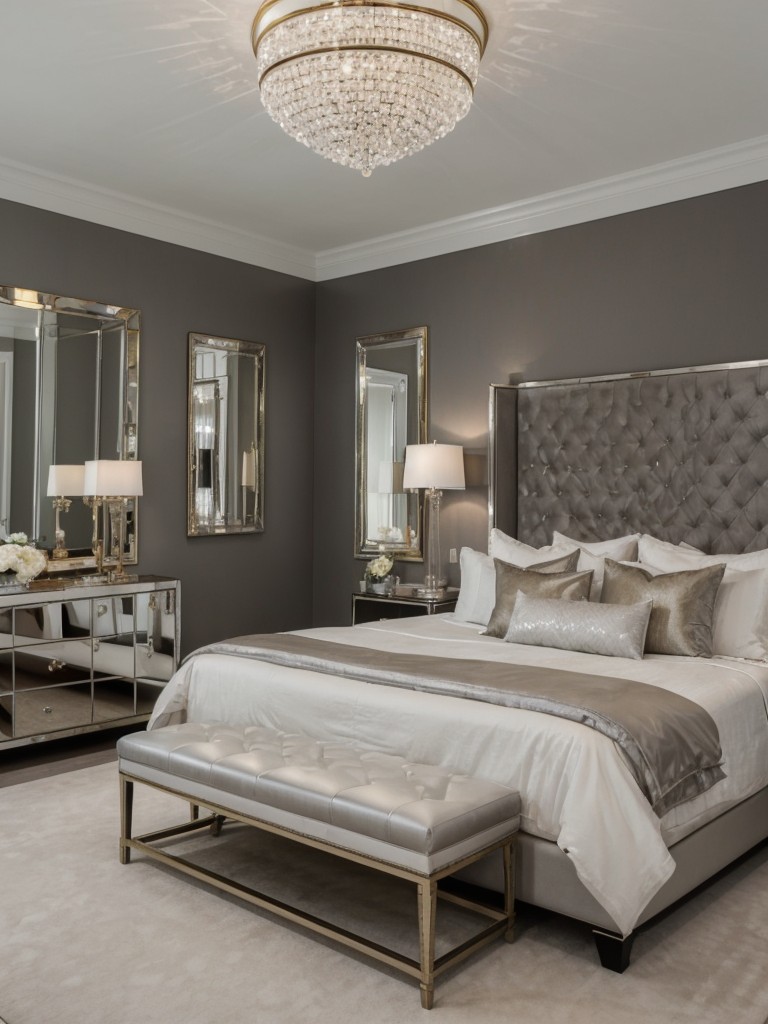 Glamorous Gray Bedrooms: Elevate Your Space with Gold & Mirrored Accents