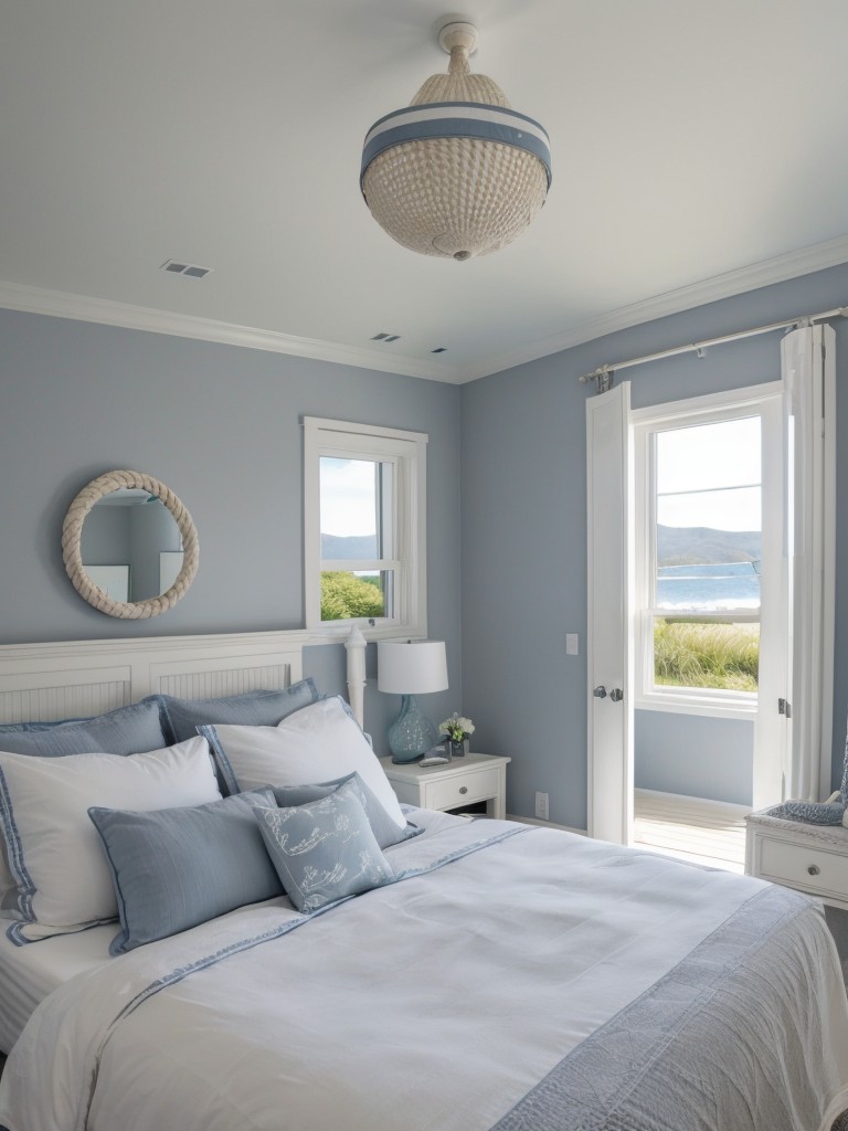 Coastal-inspired Gray Bedroom with Nautical Accents