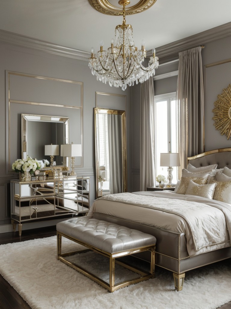 Chic Gray Bedroom: Luxe and Glam with Metallic Accents