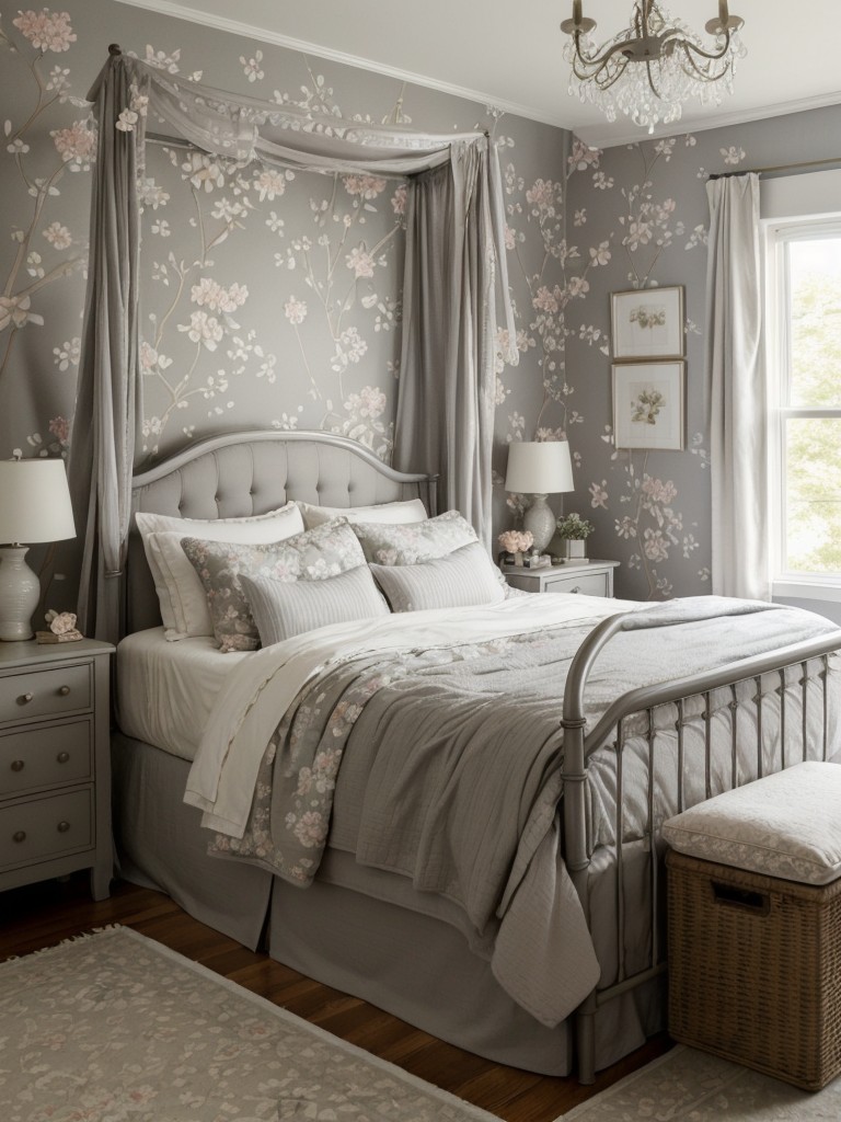 Dreamy and Delicate: Romantic Gray Bedroom Decor.