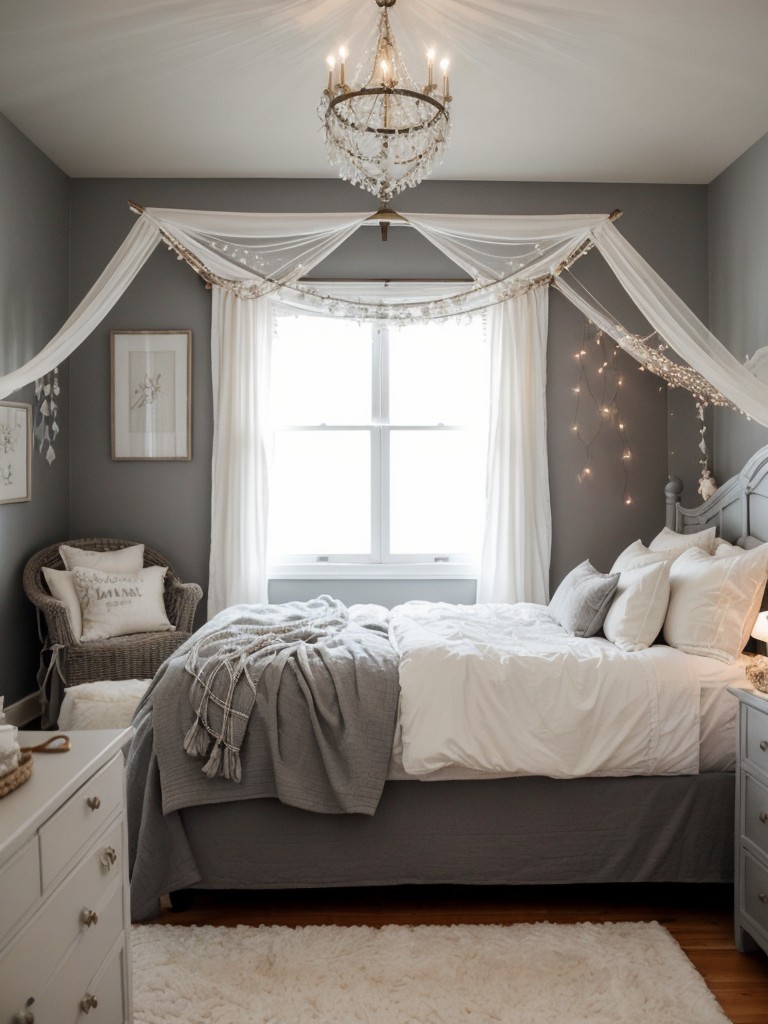 Enchanting Fairy Tale-inspired Apartment Decor: Cozy and Chic Gray Bedroom