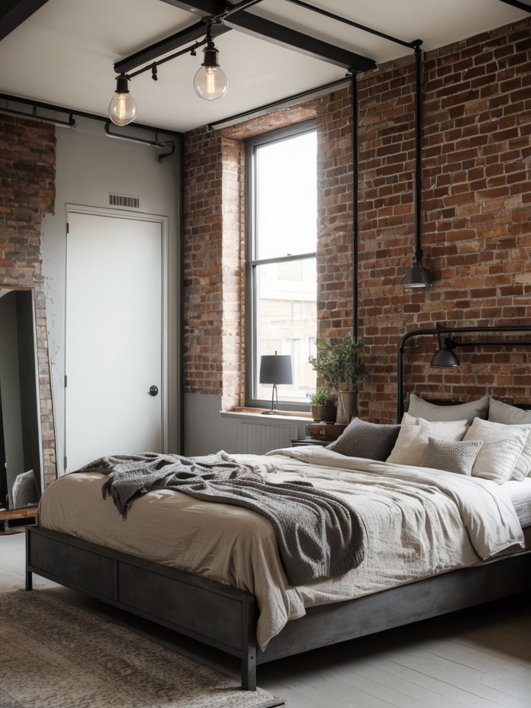 Industrial Vibes: Create an Urban Loft Bedroom with Metal, Brick, and Vintage Lighting