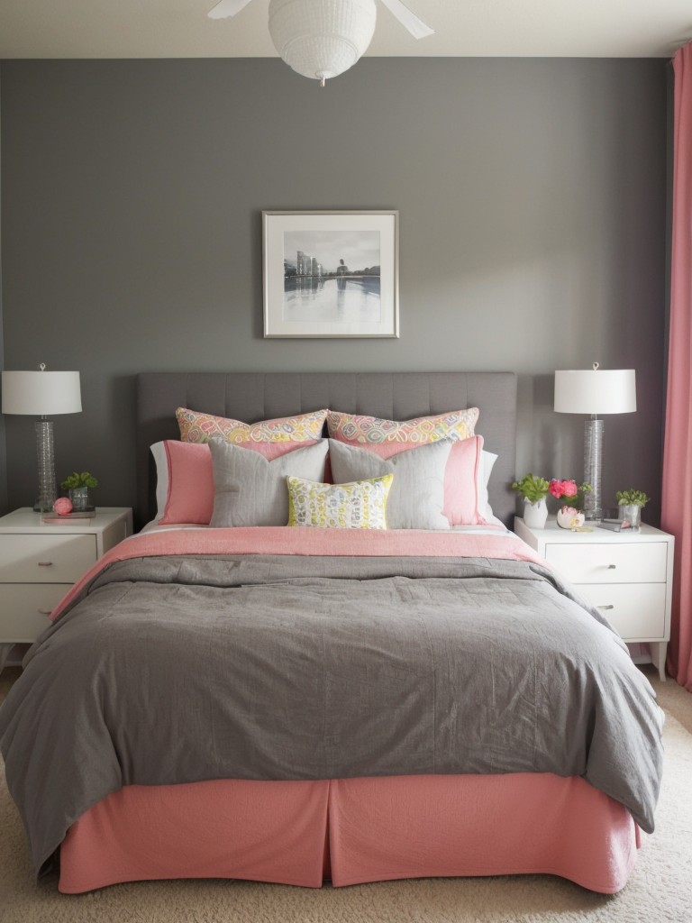 Lively Gray Apartment: Add Color to Your Bedroom Decor