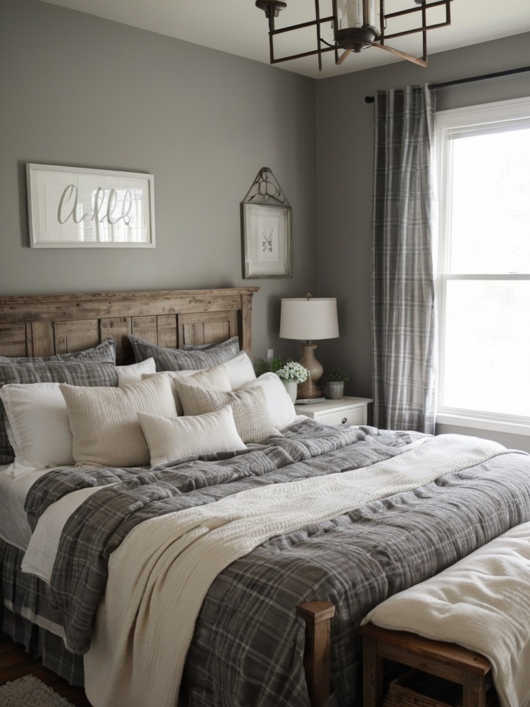 Farmhouse-inspired Cozy Gray Bedroom Decor