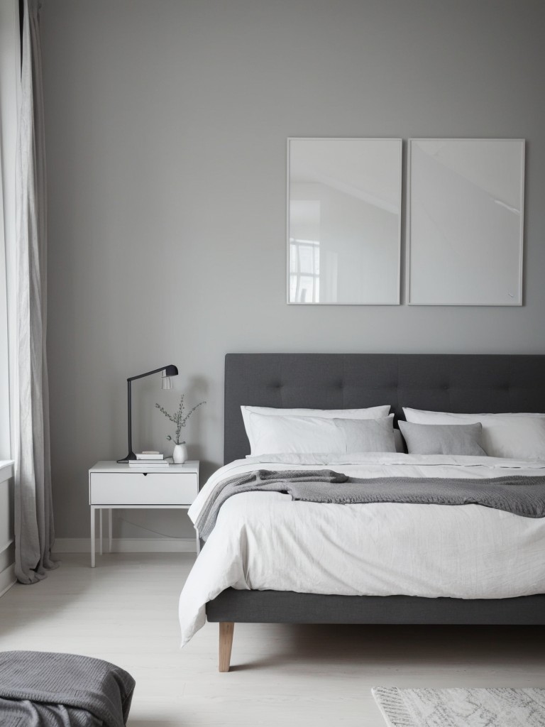 Scandi-inspired Gray Bedroom: Modern & Minimalist Apartment