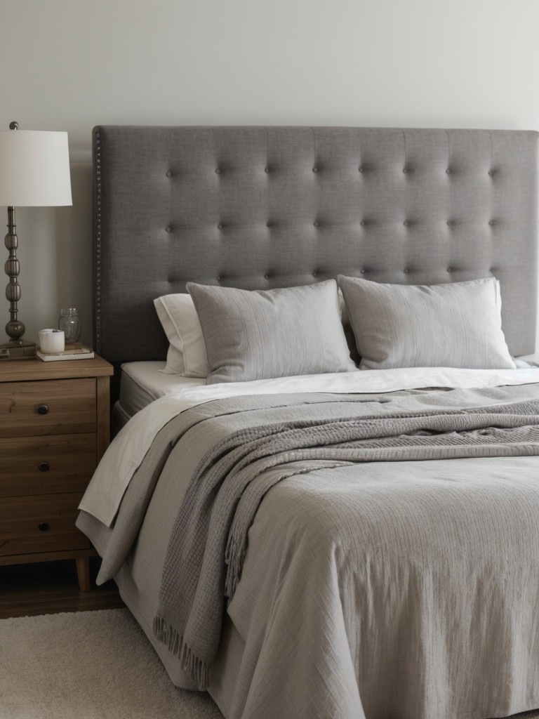 Cozy Gray Apartment Bedroom with Plush Decor.