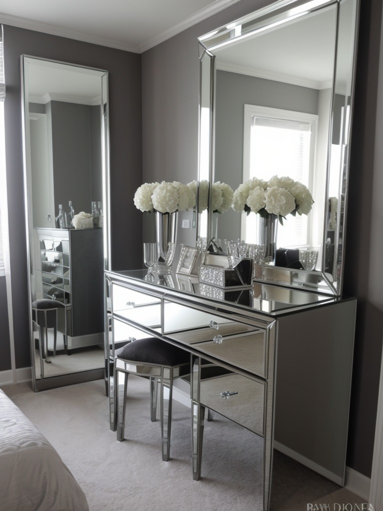 Sparkle & Elegance: Mirrored Furniture for a Glamorous Apartment Bedroom