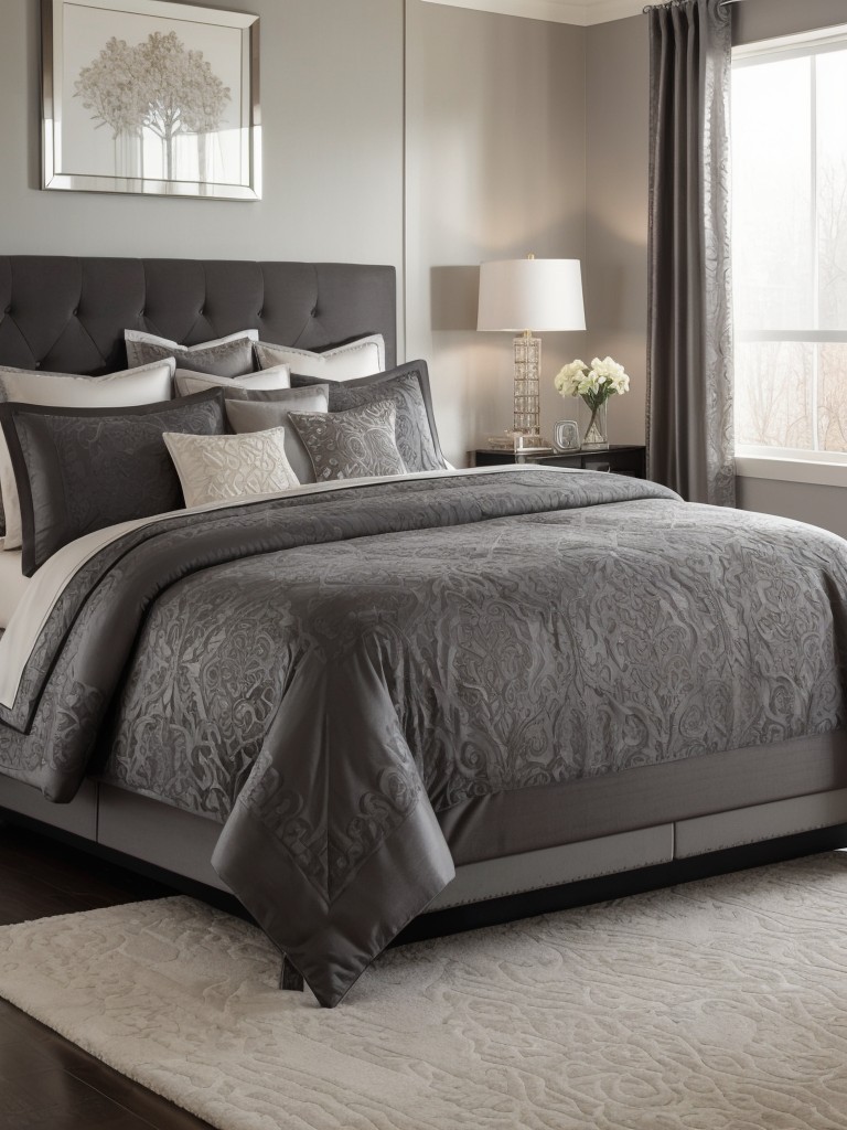 Chic Gray Apartment: Elevate Your Bed with Luxurious Touches! ?