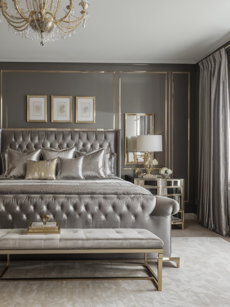 Opulent Gray Bedrooms with Metallic Accents