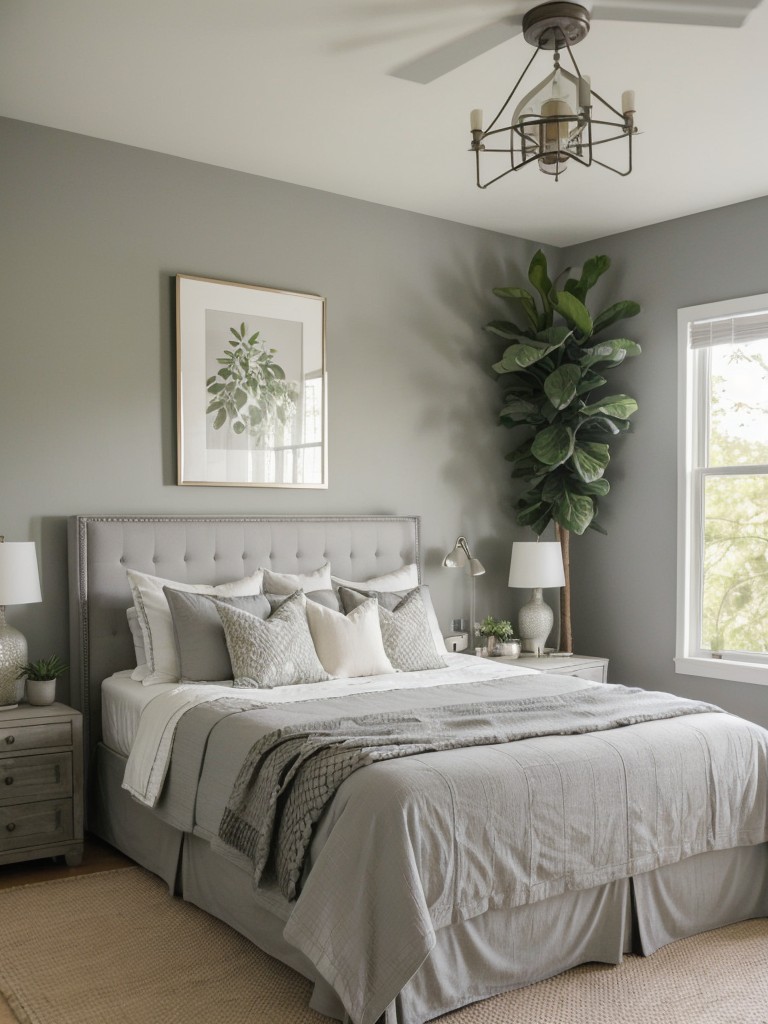 Serene Gray & Green Bedroom Decor for a Romantic Oasis