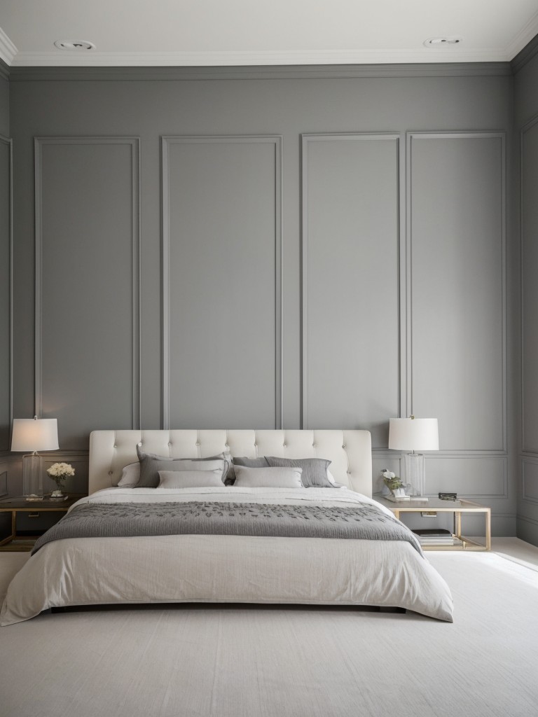 Chic Apartment Upgrade: Elevate your Bedroom with Gray Decor & Molding!