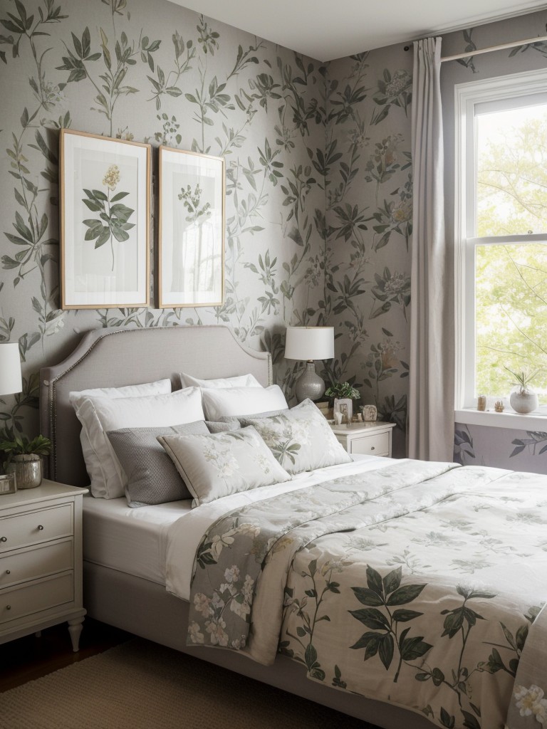 Serene Gray Apartment: Embrace Vintage Botanical Charm