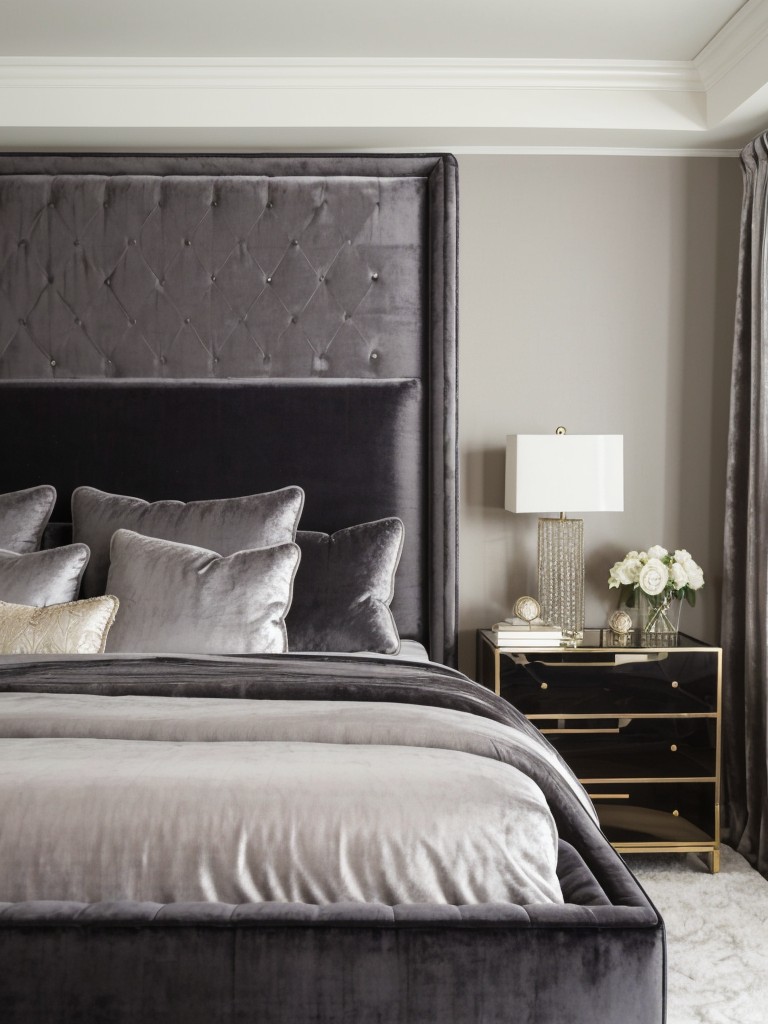 Velvet Glam: Elevate your Bedroom with Luxurious Gray Accents