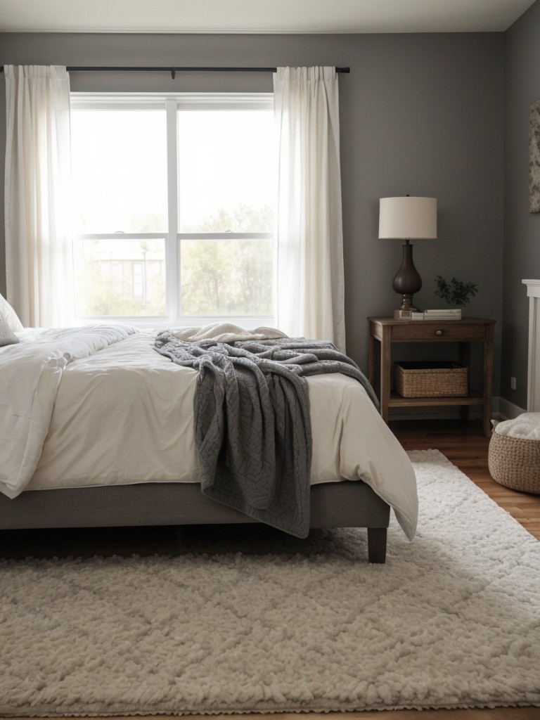 Gray Dreams: Cozy Bedroom Decor with Plush Rugs