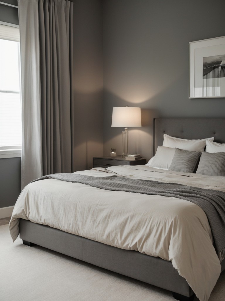 Chic Gray Bedroom: Modern Lighting for a Stylish Apartment