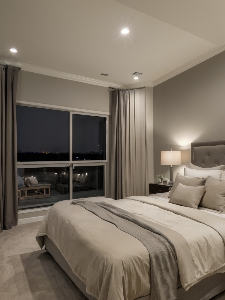 Serene Gray Bedroom: Create a Relaxing Retreat with Recessed Lighting