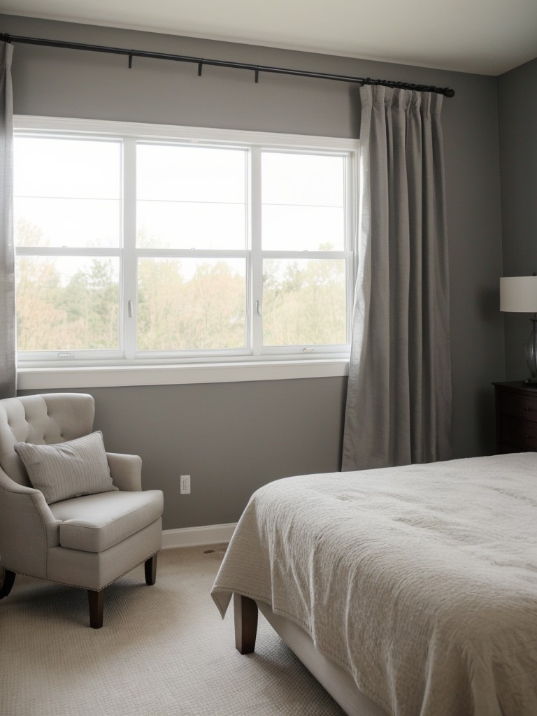 Tranquil Gray Paradise: Privacy and Serenity in Your Apartment Bedroom