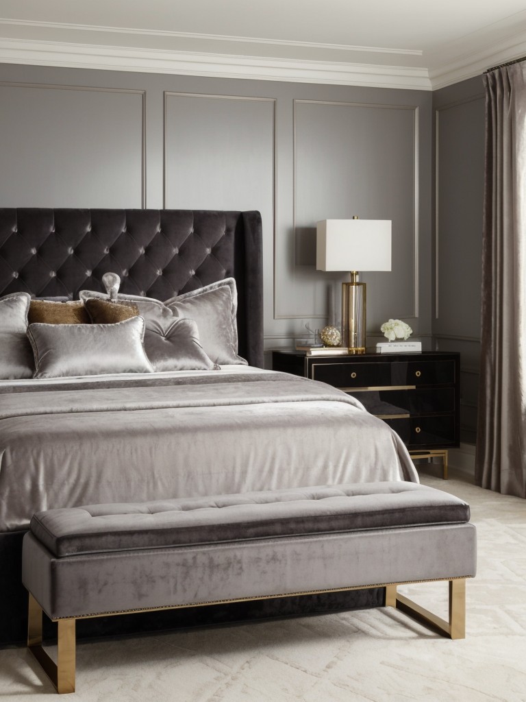 Luxurious Gray Bedroom Decor: Velvet Accents for Your Sanctuary