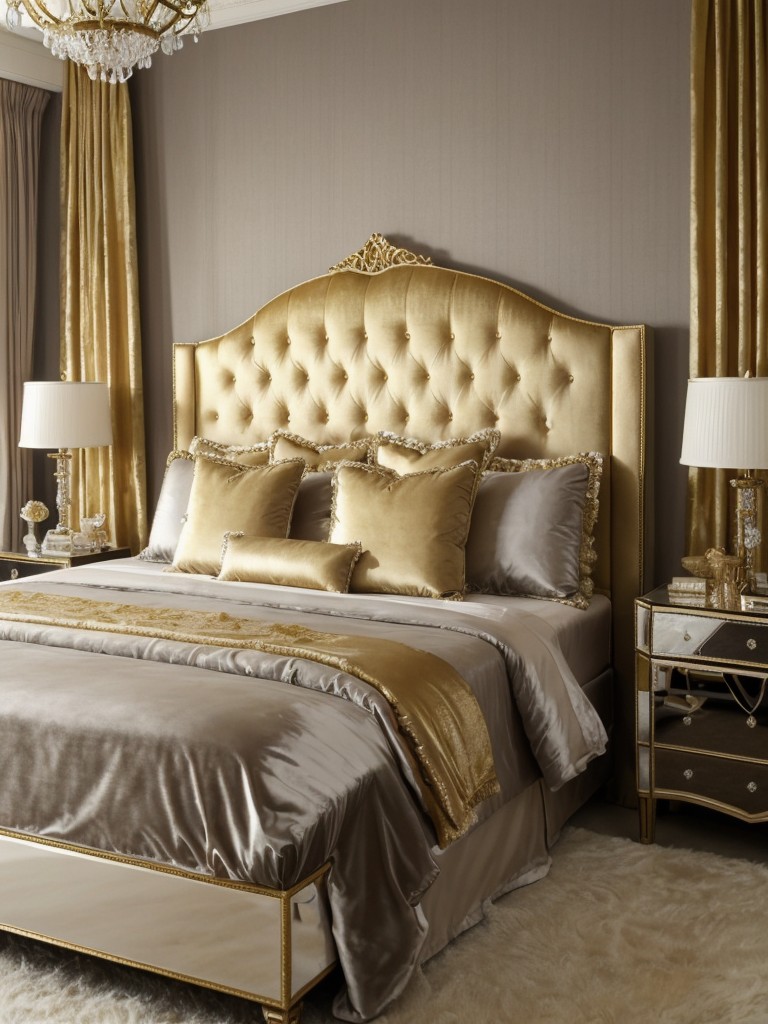 Luxe Old Hollywood Bedroom Decor: Gray and Gold Glam