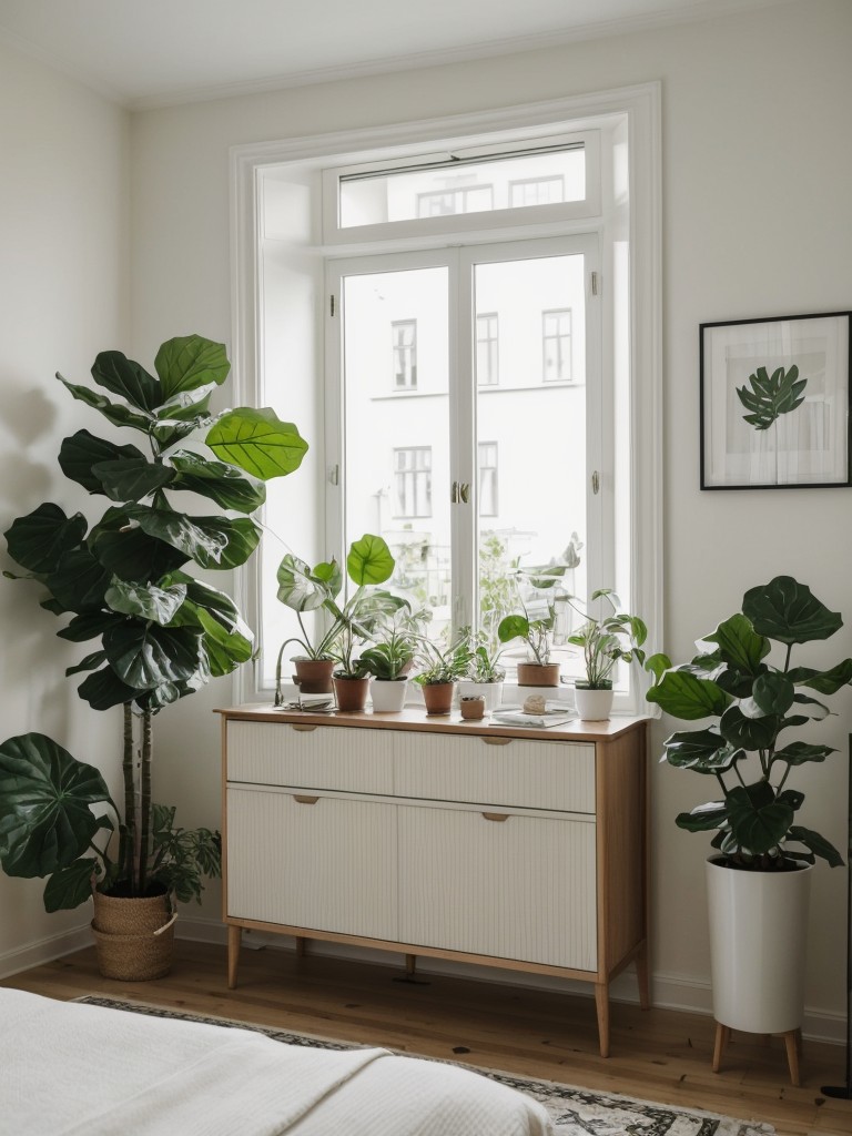 Minimalist Scandinavian Bedroom: Add Greenery for a Fresh Feel!