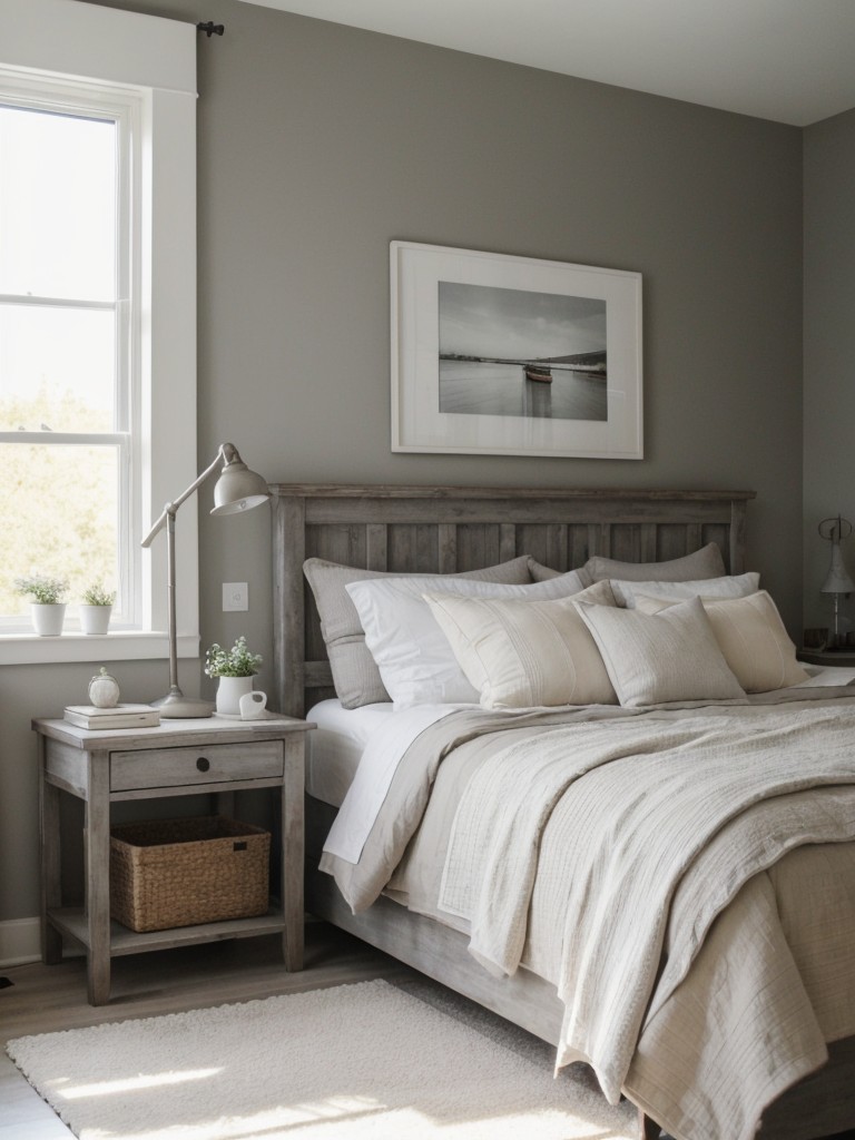 Cozy Scandinavian Vibes: Brighten up your apartment with rustic gray bedroom ideas.