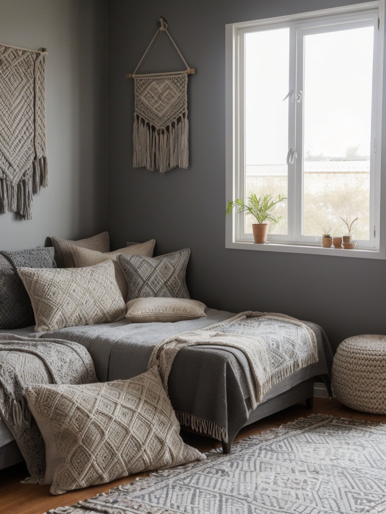 Boho-Inspired Gray Bedroom: Textile Layering for Elevated Style