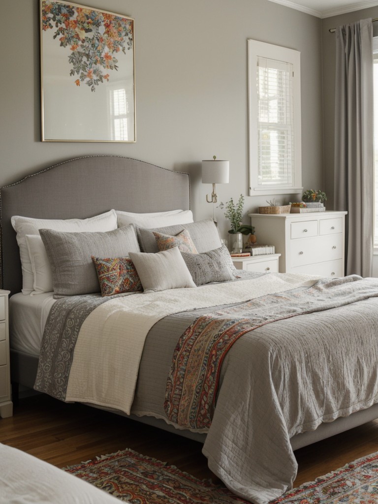 Brighten Up: Bohemian-Inspired Gray Bedroom with Global Textiles