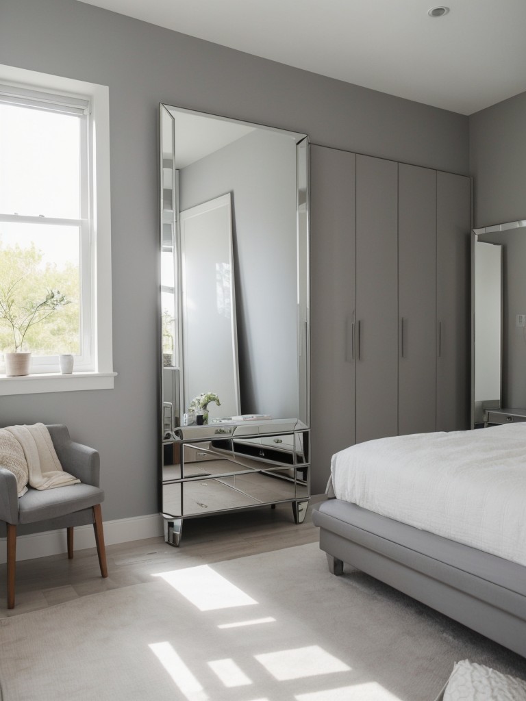 Mirror Magic: Elevate Your Apartment's Bedroom with Timeless Gray Decor