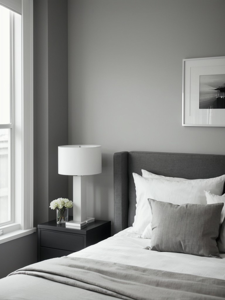 Modern Minimalist Apartment: Serene Gray Bedroom Decor