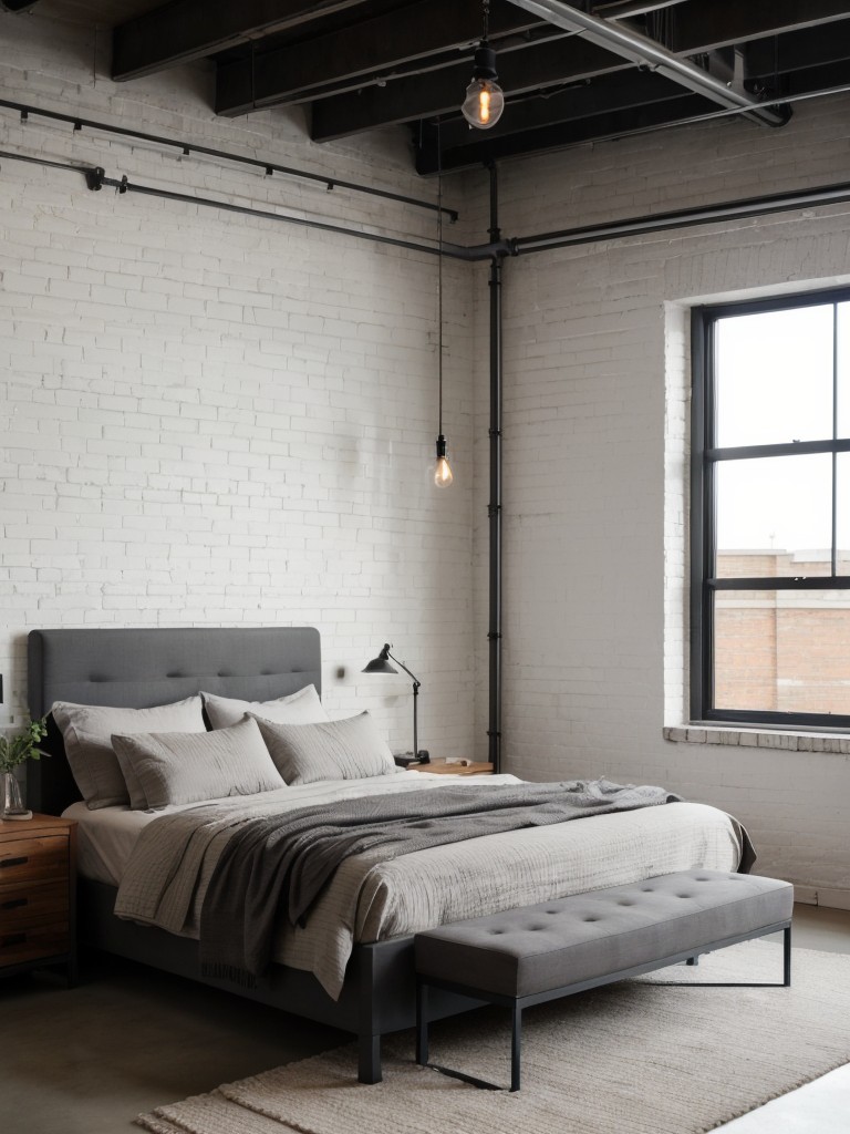 Effortlessly Stylish: Modern Loft Bedroom with Industrial Touches