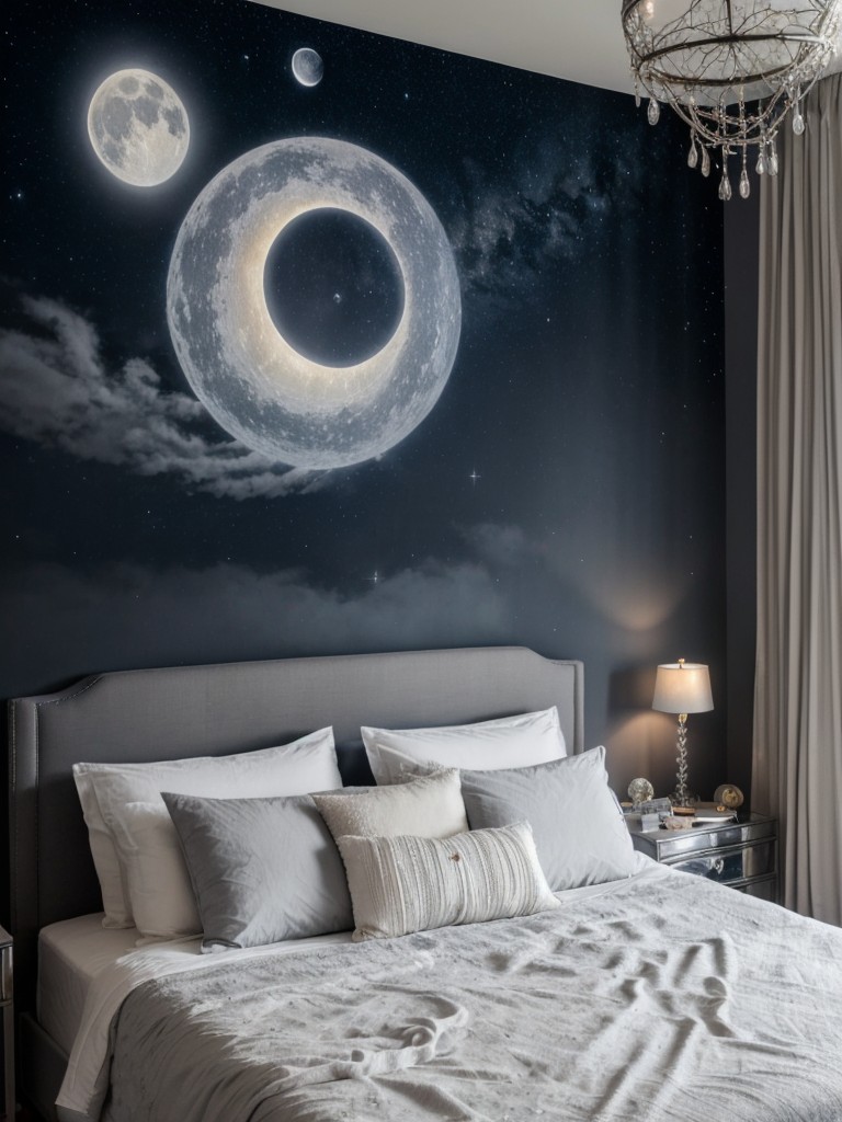 Celestial Bedroom Bliss: Transform Your Space with Twinkling Lights & Celestial Motifs.